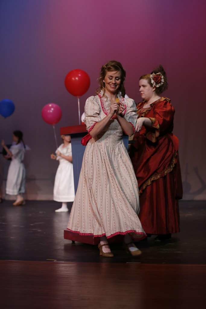 Julie and Mrs. Mullin with balloons — Carousel