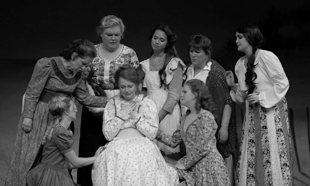 Women comforting Julie black and white — Carousel