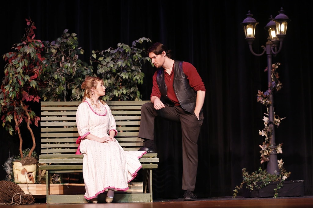 Billy and Julie on park bench with lamp post — Carousel