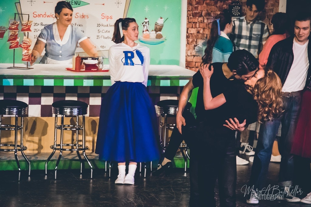 Grease — intimate Burger Palace moment as Danny leans in to kiss Sandy