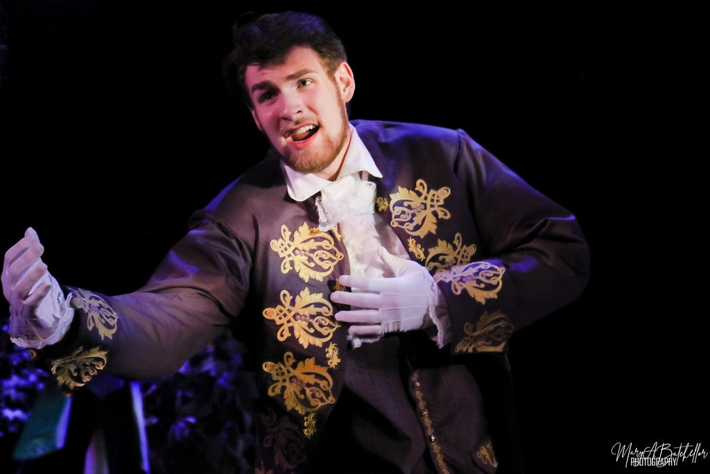 Into the Woods — Cinderella's Prince in a gold-embroidered jacket belts a solo with white gloves