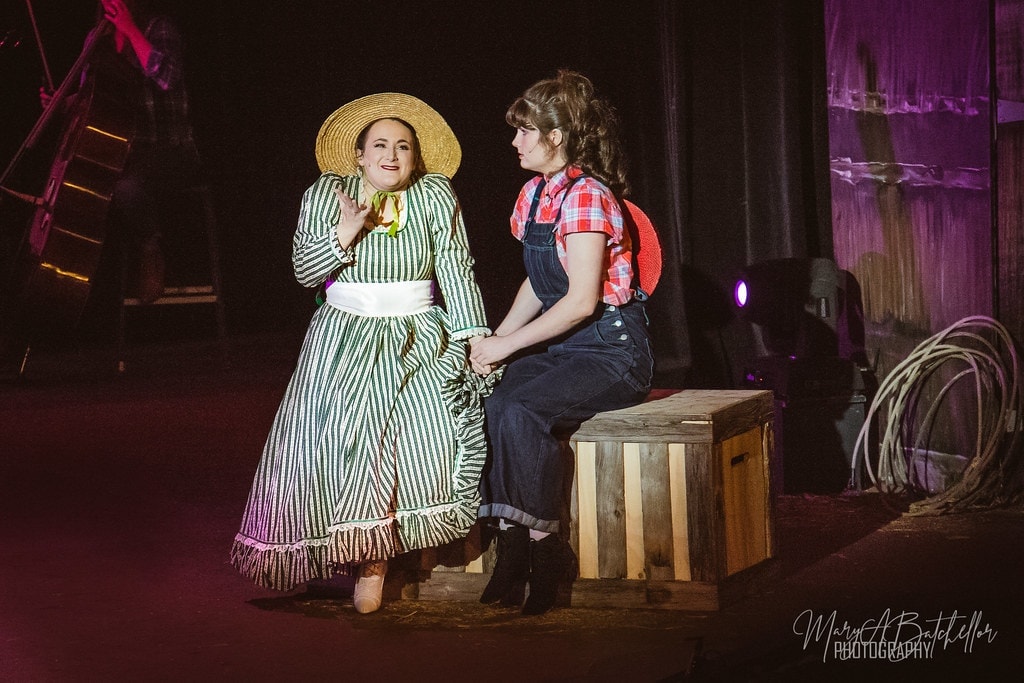 Oklahoma! — Ado Annie singing solo in striped dress with orchestra