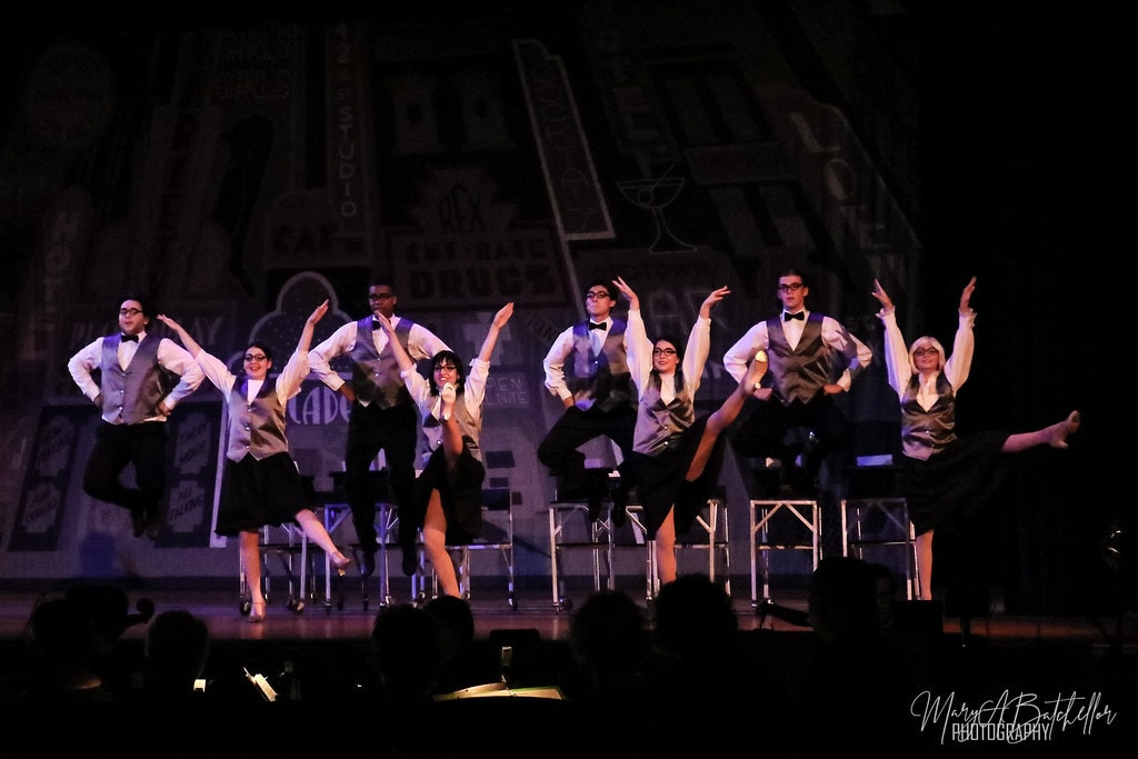 Thoroughly Modern Millie — the full ensemble performs a synchronized tap dance number